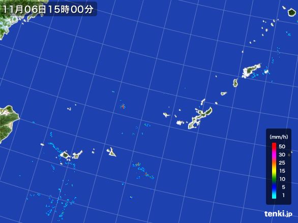 沖縄地方の雨雲レーダー(2015年11月06日)