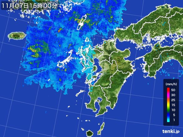 九州地方の雨雲レーダー(2015年11月07日)