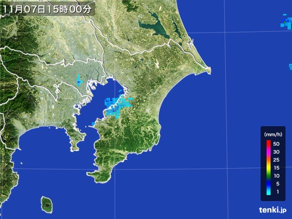 千葉県の雨雲レーダー(2015年11月07日)