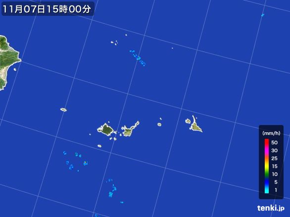 宮古・石垣・与那国(沖縄県)の雨雲レーダー(2015年11月07日)