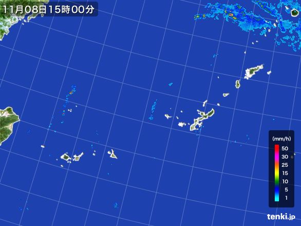 沖縄地方の雨雲レーダー(2015年11月08日)