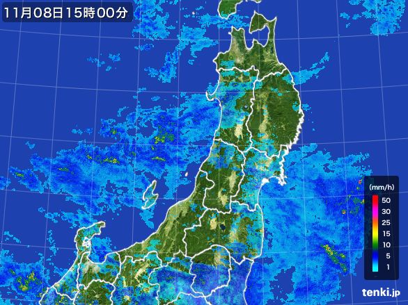 東北地方の雨雲レーダー(2015年11月08日)