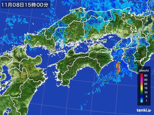 四国地方の雨雲レーダー(2015年11月08日)