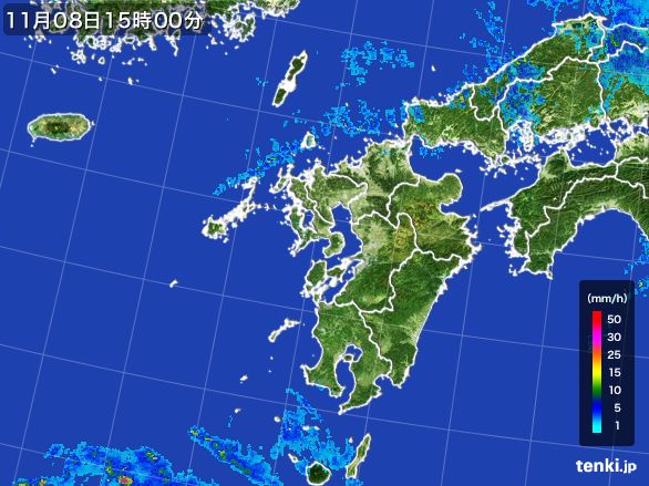 九州地方の雨雲レーダー(2015年11月08日)