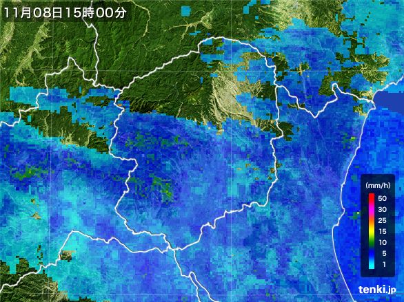 栃木県の雨雲レーダー(2015年11月08日)