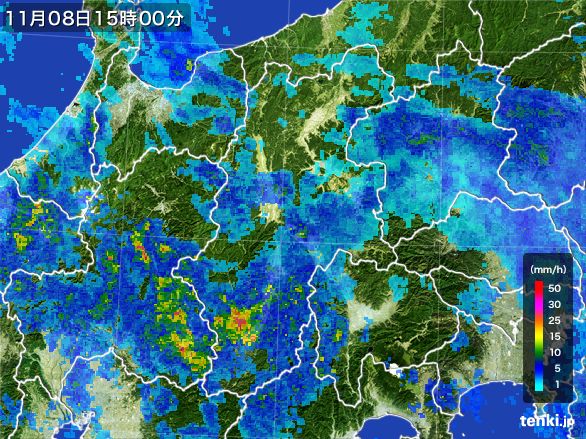 長野県の雨雲レーダー(2015年11月08日)