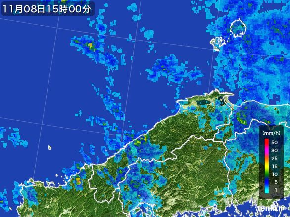 島根県の雨雲レーダー(2015年11月08日)