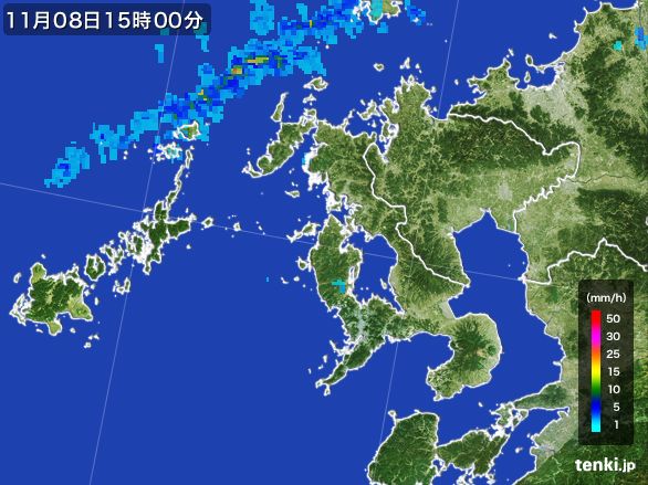 長崎県の雨雲レーダー(2015年11月08日)