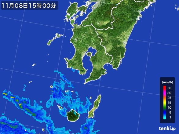 鹿児島県の雨雲レーダー(2015年11月08日)