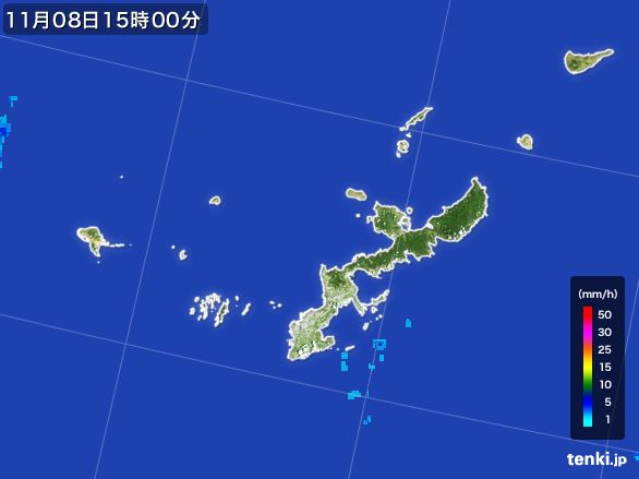 沖縄県の雨雲レーダー(2015年11月08日)