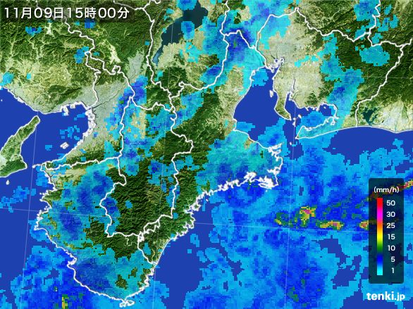 三重県の雨雲レーダー(2015年11月09日)