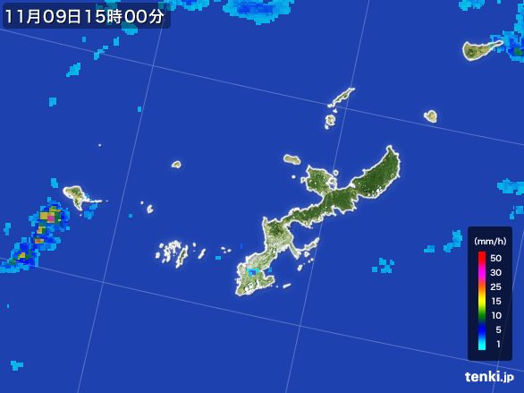 沖縄県の雨雲レーダー(2015年11月09日)