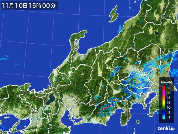 北陸地方の雨雲レーダー(2015年11月10日)