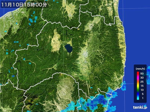 福島県の雨雲レーダー(2015年11月10日)