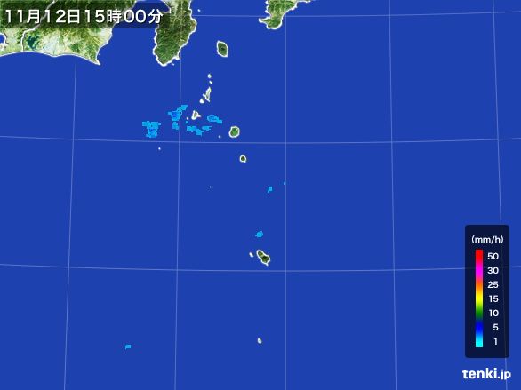 伊豆諸島(東京都)の雨雲レーダー(2015年11月12日)