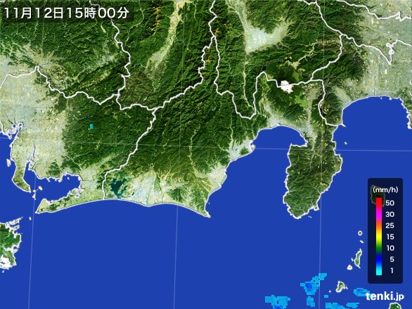 静岡県の雨雲レーダー(2015年11月12日)