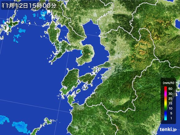 熊本県の雨雲レーダー(2015年11月12日)