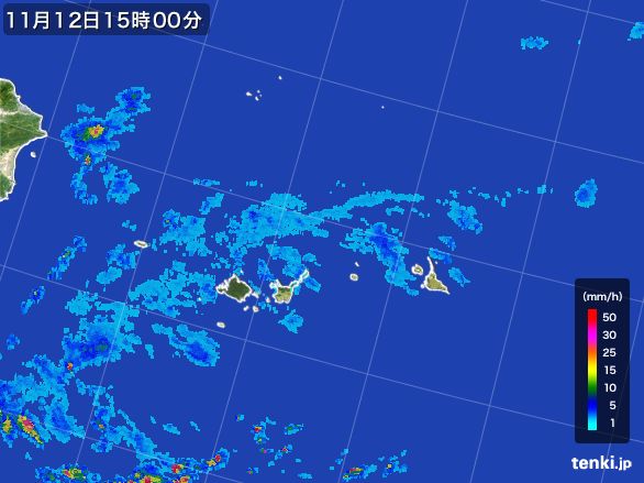 宮古・石垣・与那国(沖縄県)の雨雲レーダー(2015年11月12日)
