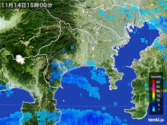 神奈川県の雨雲レーダー(2015年11月14日)