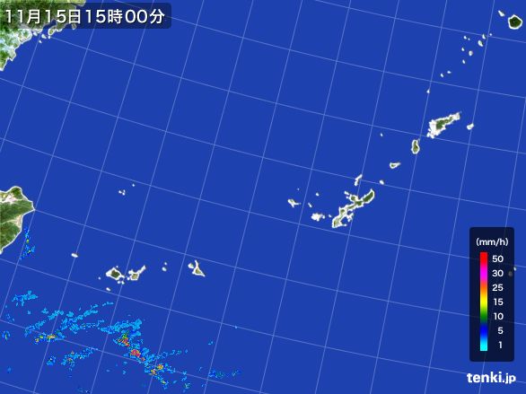 沖縄地方の雨雲レーダー(2015年11月15日)
