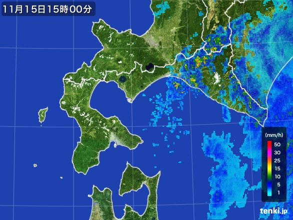 道南の雨雲レーダー(2015年11月15日)