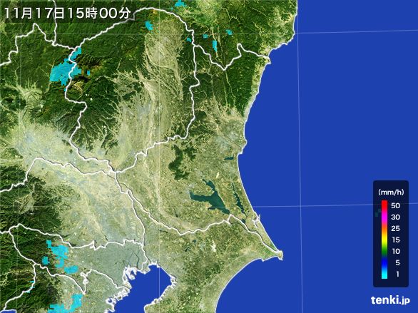 茨城県の雨雲レーダー(2015年11月17日)