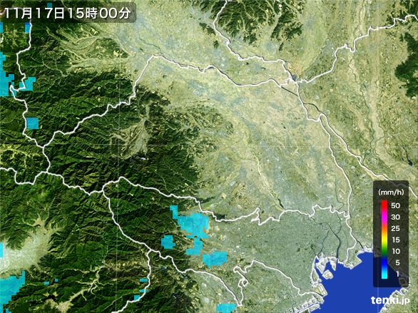 埼玉県の雨雲レーダー(2015年11月17日)