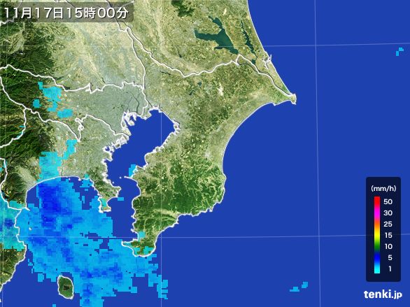 千葉県の雨雲レーダー(2015年11月17日)