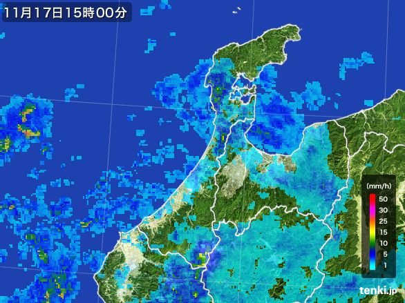 石川県の雨雲レーダー(2015年11月17日)