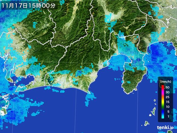 静岡県の雨雲レーダー(2015年11月17日)