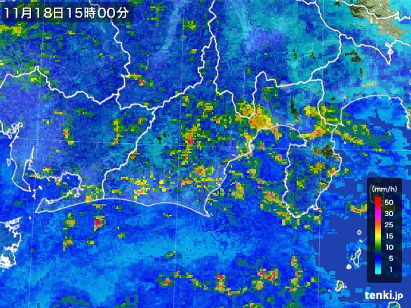 静岡県の雨雲レーダー(2015年11月18日)