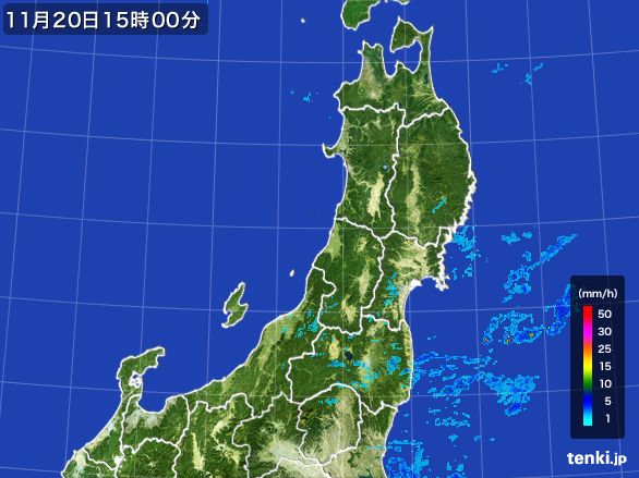 東北地方の雨雲レーダー(2015年11月20日)