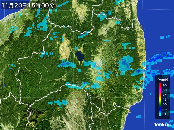 福島県の雨雲レーダー(2015年11月20日)
