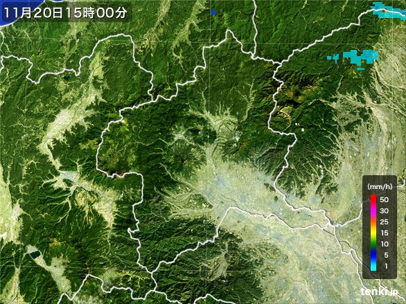群馬県の雨雲レーダー(2015年11月20日)
