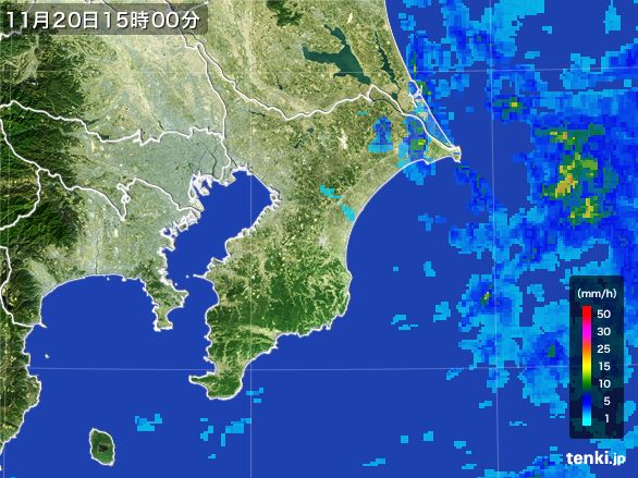 千葉県の雨雲レーダー(2015年11月20日)