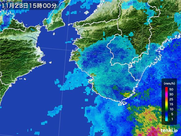 和歌山県の雨雲レーダー(2015年11月23日)
