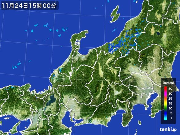 北陸地方の雨雲レーダー(2015年11月24日)