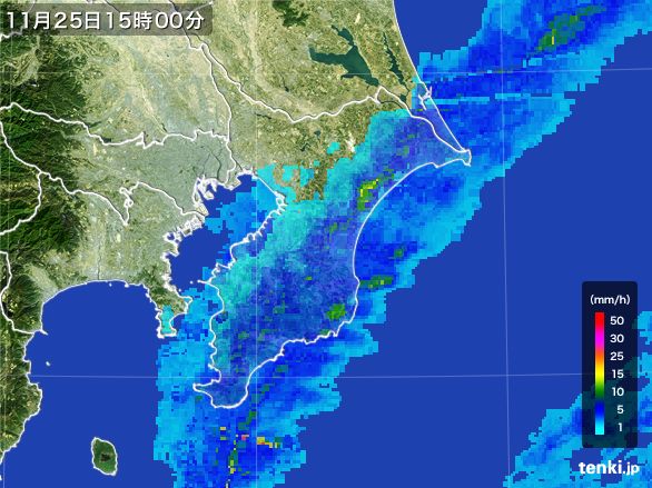 千葉県の雨雲レーダー(2015年11月25日)