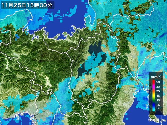 滋賀県の雨雲レーダー(2015年11月25日)