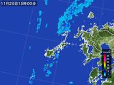 2015年11月25日の長崎県(五島列島)の雨雲レーダー