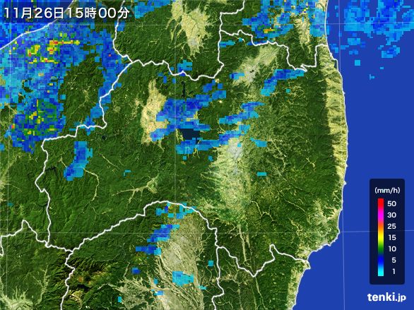 福島県の雨雲レーダー(2015年11月26日)