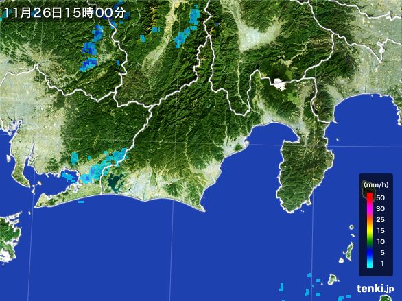 静岡県の雨雲レーダー(2015年11月26日)
