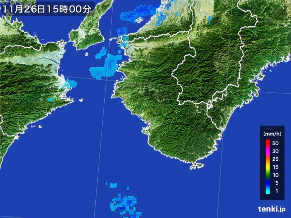 和歌山県の雨雲レーダー(2015年11月26日)