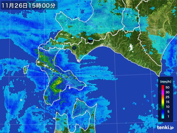 道南の雨雲レーダー(2015年11月26日)