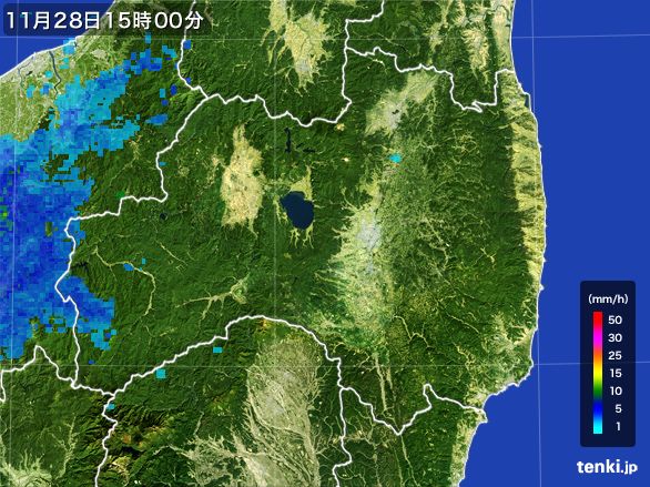 福島県の雨雲レーダー(2015年11月28日)