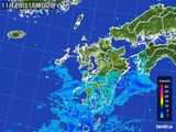 2015年11月29日の九州地方の雨雲レーダー