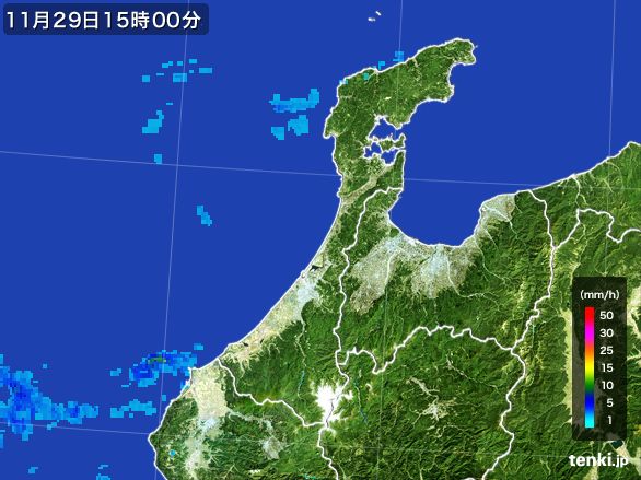 石川県の雨雲レーダー(2015年11月29日)