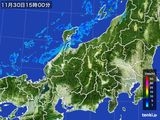 2015年11月30日の北陸地方の雨雲レーダー