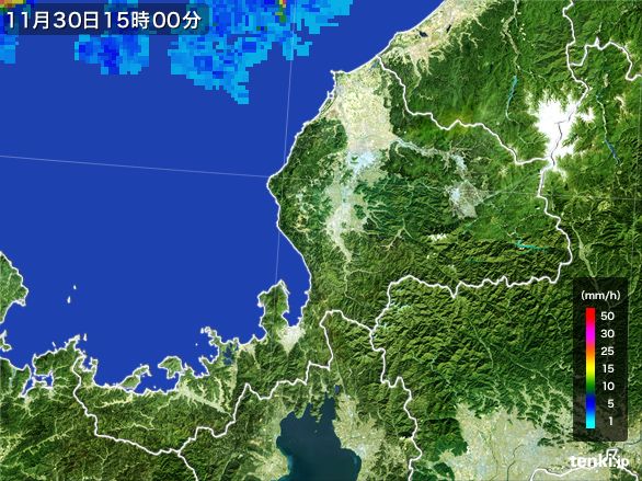 福井県の雨雲レーダー(2015年11月30日)