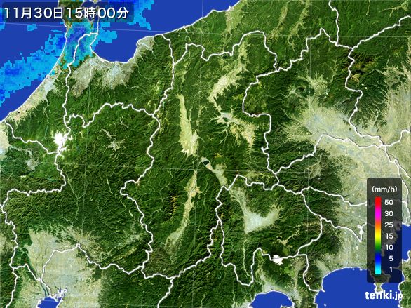 長野県の雨雲レーダー(2015年11月30日)